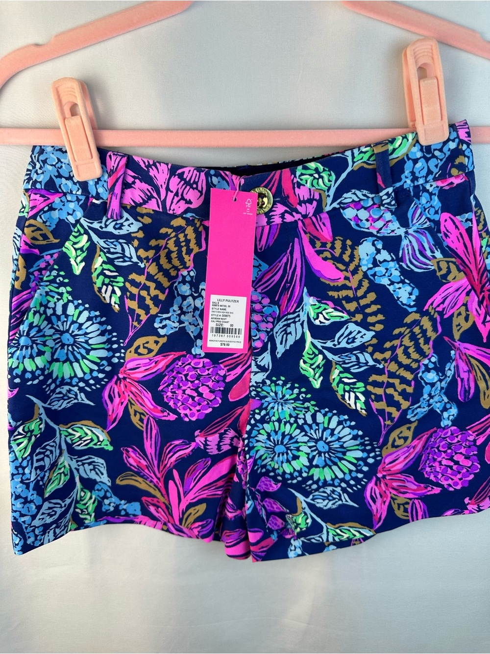 Lilly Pulitzer NWT, 00, Gretchen high rise short, Aegean navy